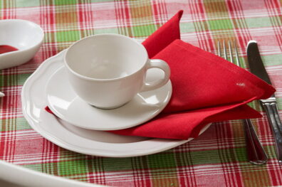 Serviette lin coton avec oulet simple.