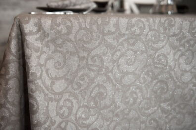 Nappe beige de lin coton Jacquard.