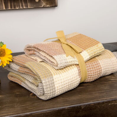 le set de draps de bain comprenant un drap de douche 100x135cm. + une serviette de toilette 50x70cm.