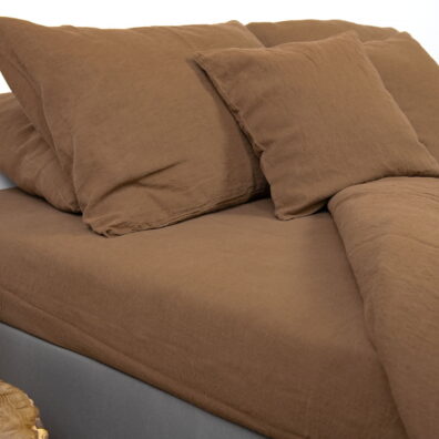 Linge de lit taie d’oreiller chocolat.