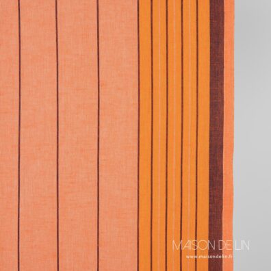 Tissu lin coton orange, largeur 50cm.