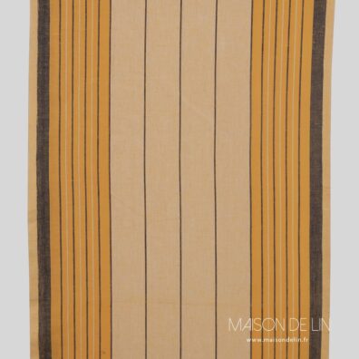 Tissu étroit jaune de lin-coton en rayures