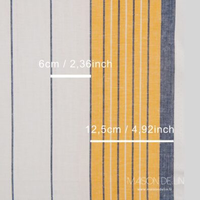 Tissu lin coton en rayures, largeur 50cm.