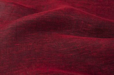 Tissu de lin transparent couleur rouge foncé