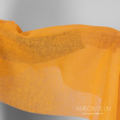 Tissu de lin transparent en couleur jaune ambre