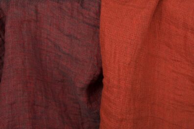 Tissu rouge double face de lin lavé