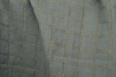 Tissu gris ardoise de lin-coton lavé, Jacquard à carreaux
