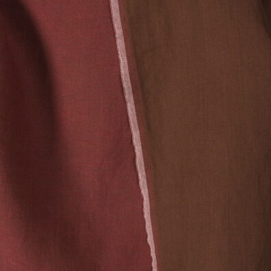 Tissu lin-coton lavé double face rouge et brun