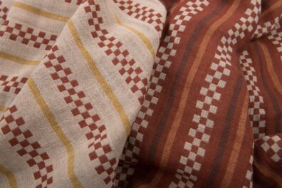 Tissu lin-coton lavé double face couleur brique