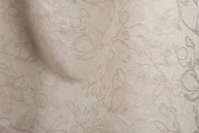 Tissu beige Jacquard de lin-coton aux fleurs