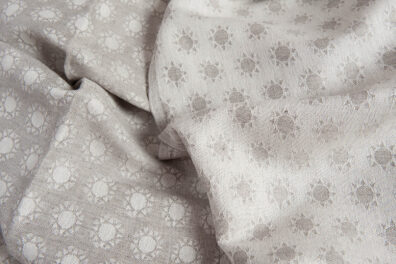 Tissu Jacquard beige lin coton avec design de soleil