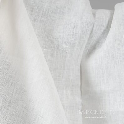 Tissu lin blanc casse solid,épais.