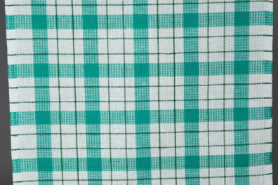 Tissu de lin-coton étroit à carreaux vert chromé