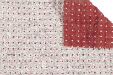 Tissu rouge de lin-coton lavé double face à points