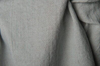 Tissu de lin-cotton lavé chevron couleur bleu vert beige