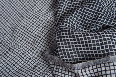 Tissu de lin coton lavé à carreaux blancs et noirs