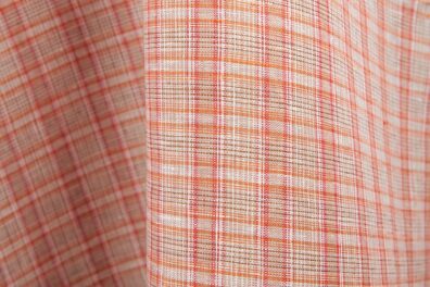 Tissu de lin à carreaux rouges et oranges