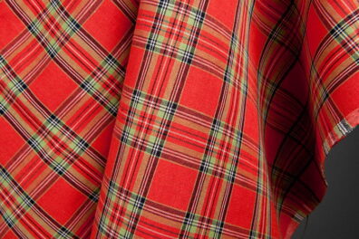 Tissu rouge tartan de lin-coton