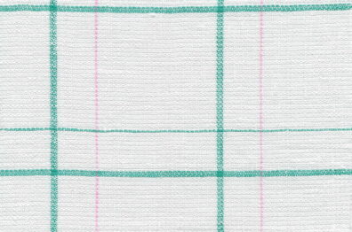 Tissu de lin blanc à carreaux verts