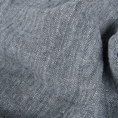 Tissu lin lave a chevrons noir et blanc.