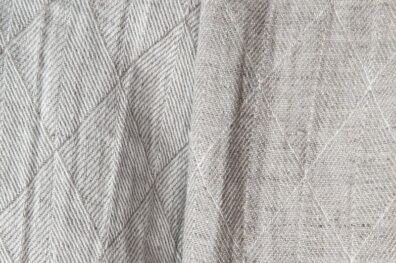 Tissu de lin lavé double face à rhombes