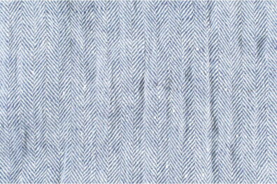 Tissu de lin lavé chevron blanc-bleu