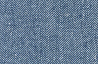 Tissu de lin bleu à chevrons