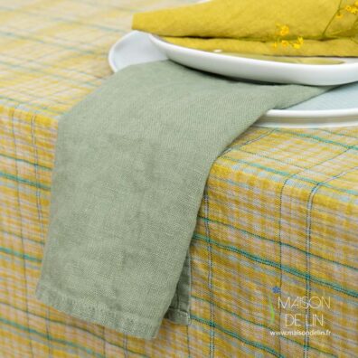 Serviette lin lavé céladon.