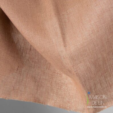 Tissu brun d`or de lin avec des fils lurex.