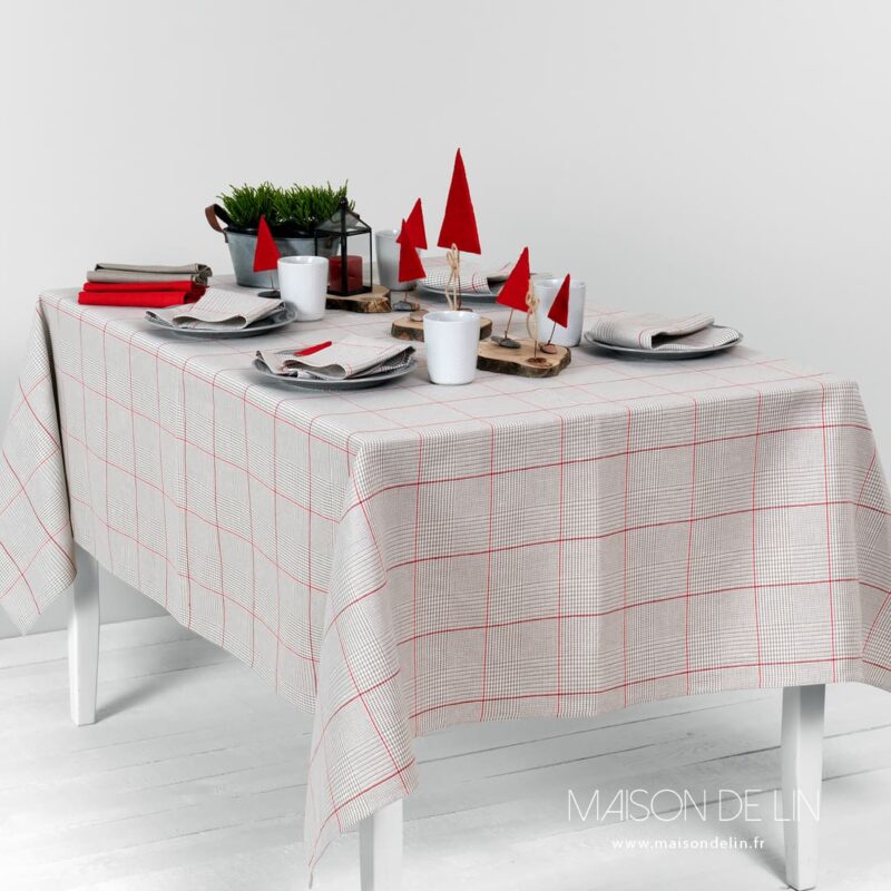 Nappe rouge en lin cotton.