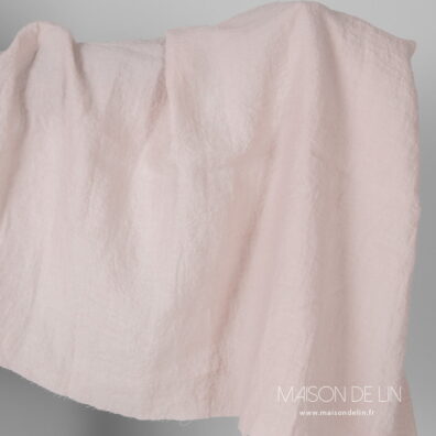 Tissu lin grande largeur, lavé, rose.