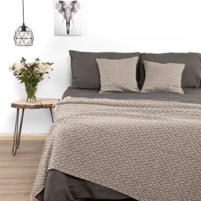Linge de lit noir et gris collection "Bora".