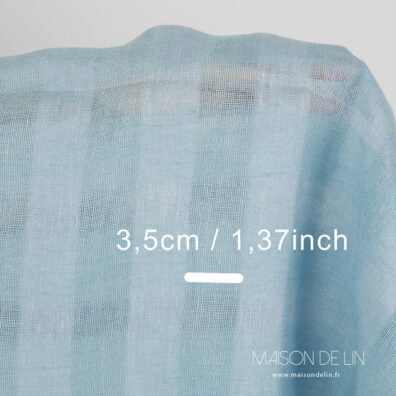 Lin aqua à carreaux 3.5cm. largeur.