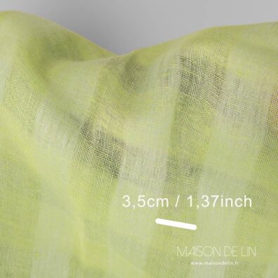 Tissu transparent de lin laitue à carreaux 3.5cm.