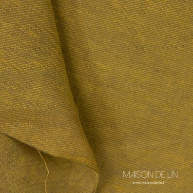 Tissu lin ocre jaune.