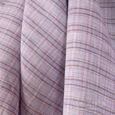 Tissu violet lin à carreaux 2cm.