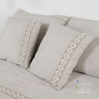 Linge de lit beige Taie d`oreiller.