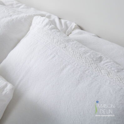 Linge de lit lin coton taie-d`oreiller.