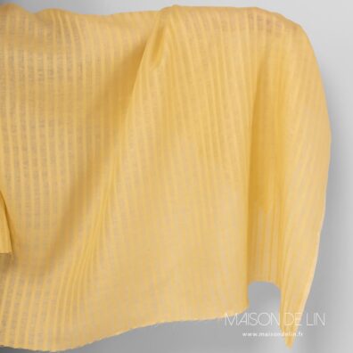 Tissu lin ajouré jaune.
