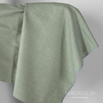 Tissu lin coton design diamants vert bleu.