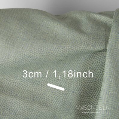 Tissu lin coton design diamants vert bleu.