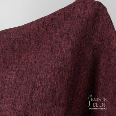 Tissu lin lave melange de noir et rose.