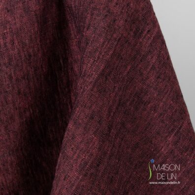 Tissu lin lave melange de noir et rose.