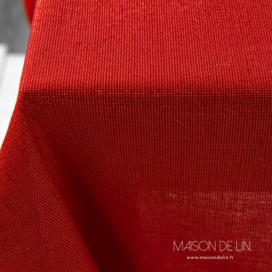 Nappe rouge lin coton Nappe rouge lin coton type du bord - bordure pliée de 4cm.