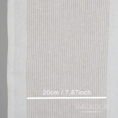 Tissu torchons étroit en lin en rayures beiges et fines.