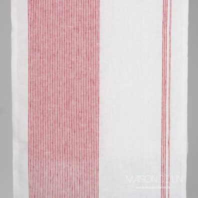 Tissu torchon lin étroit en rayures rouges.