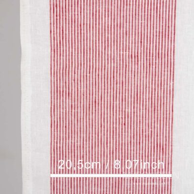 Tissu torchon lin étroit en rayures rouges fines.
