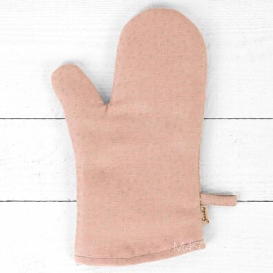 Gant de cuisine rose clair lin coton.