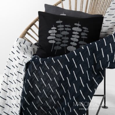 Plaid lin coton lavé double face.