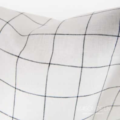 Tissu lin blanc cassé à carreaux 4.5cm. noir